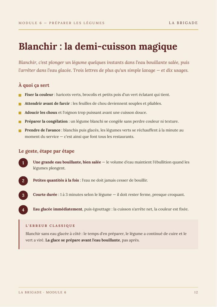 Page du Module 6 — Préparer les légumes