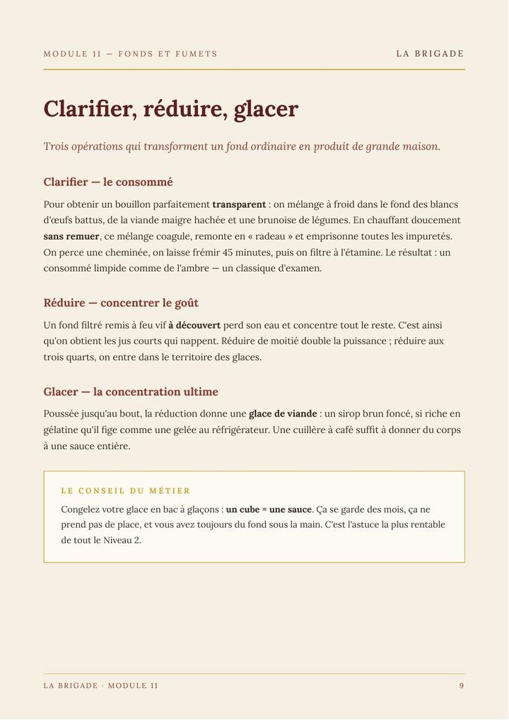 Page du Module 11 — Fonds et fumets