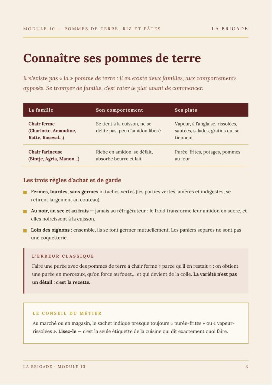 Connaître ses pommes de terre