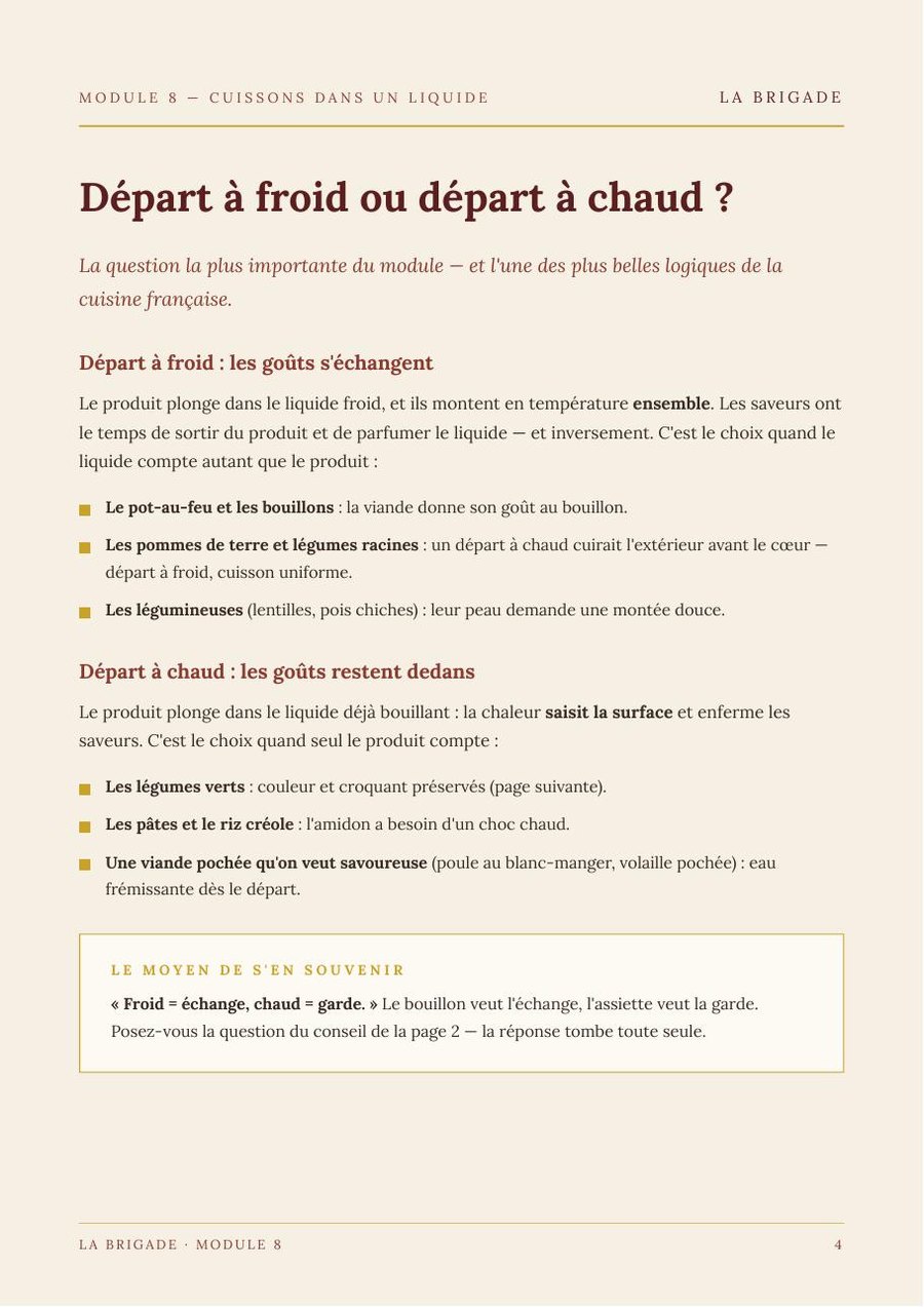 Départ à froid ou départ à chaud ?