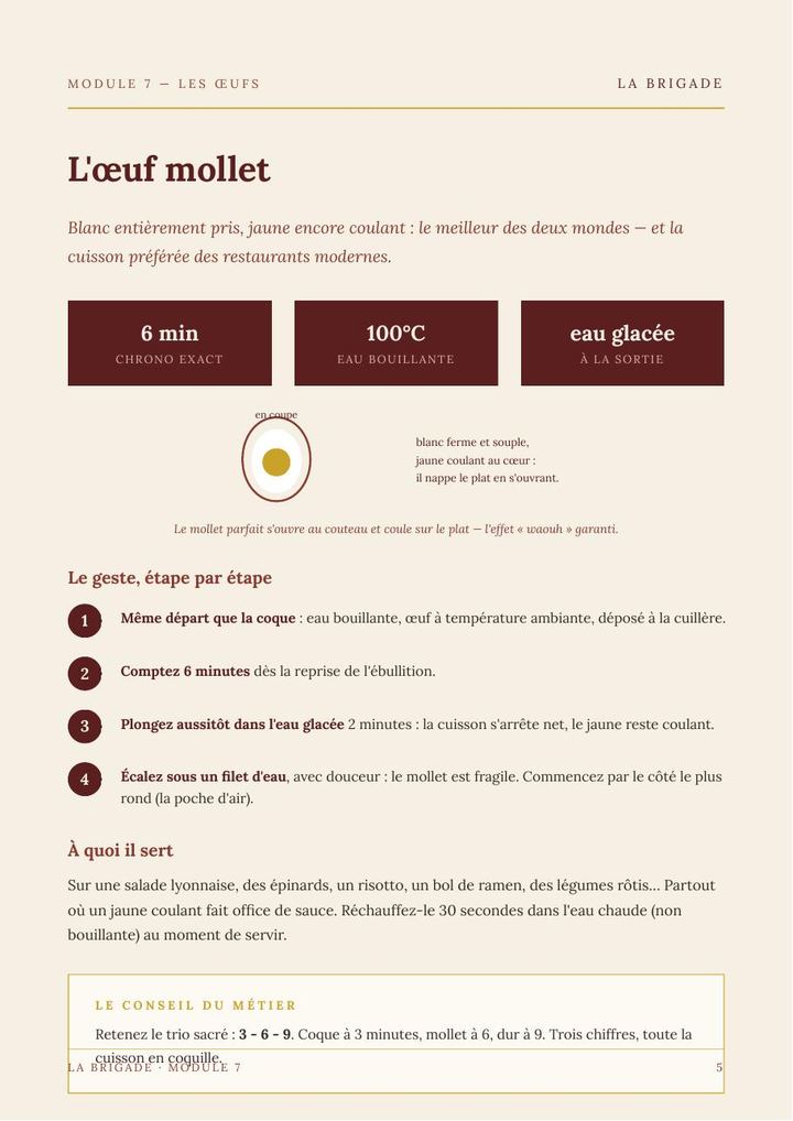 Page du Module 7 — Les œufs, toutes les cuissons