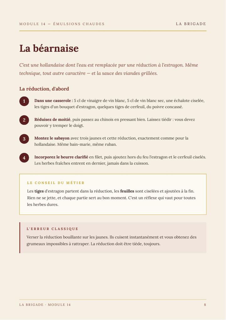 Page du Module 14 — Émulsions chaudes