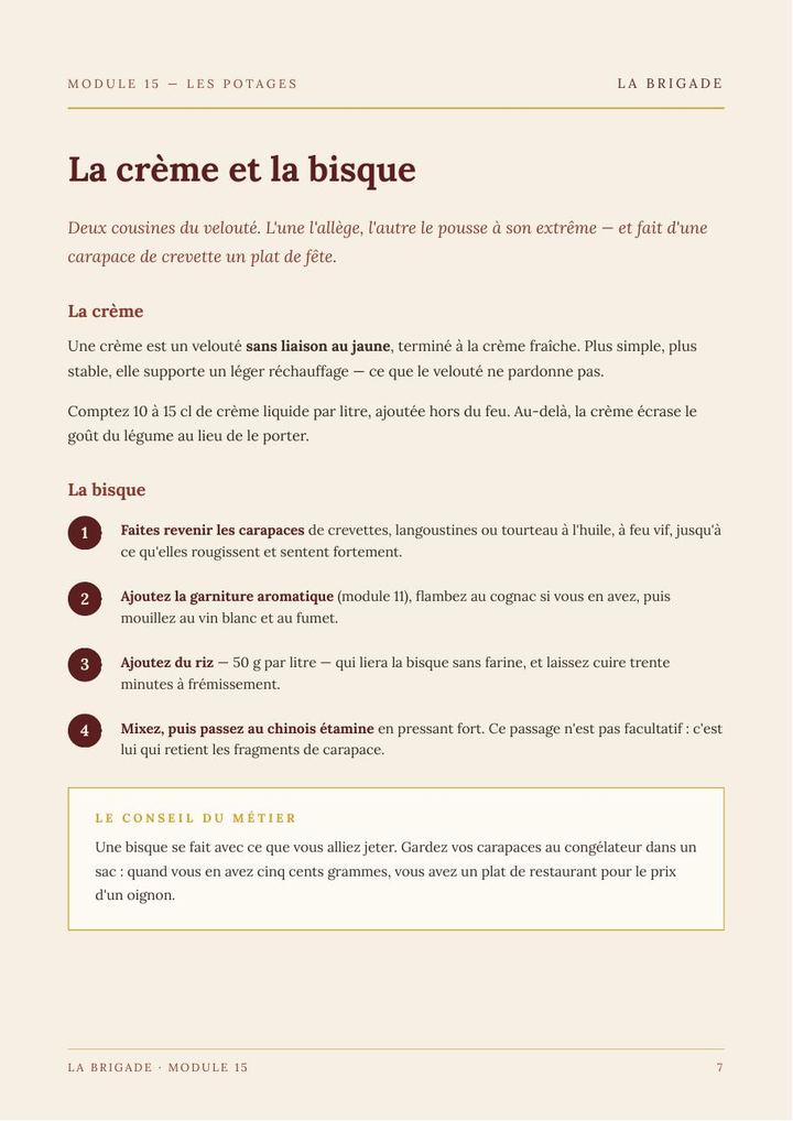 La crème et la bisque