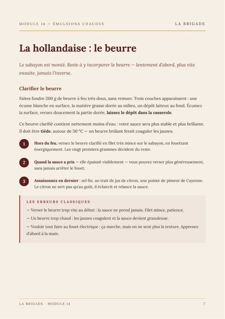 Page du Module 14 — Émulsions chaudes