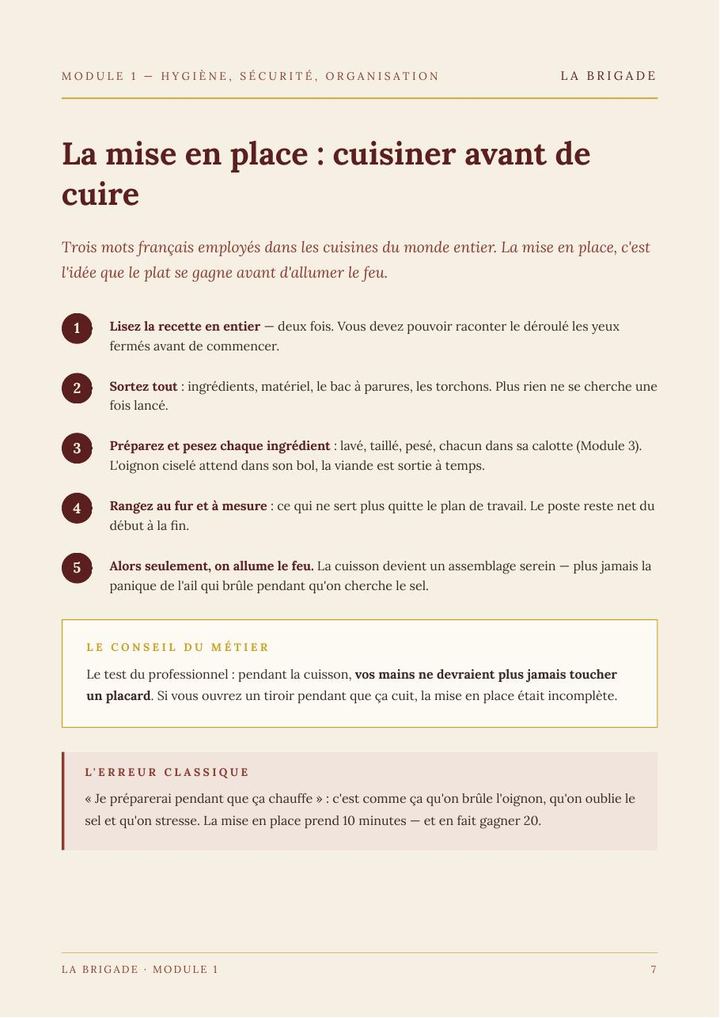 La mise en place : cuisiner avant de cuire