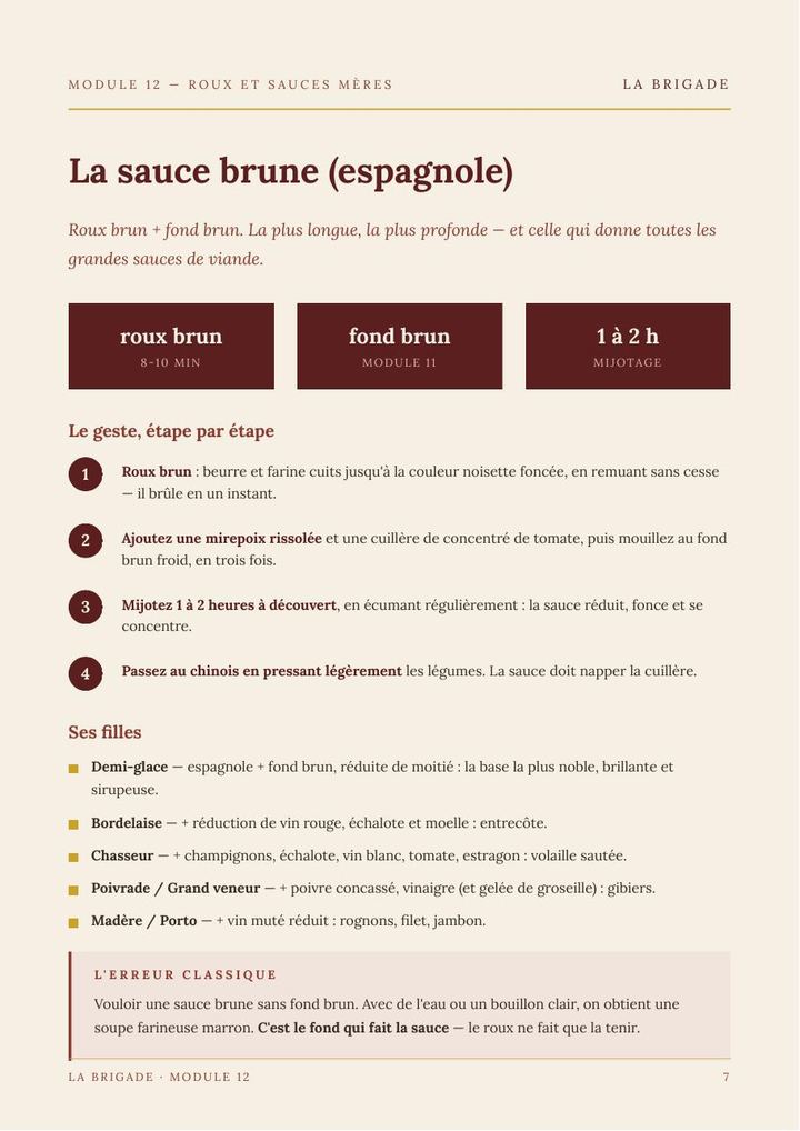 Page du Module 12 — Roux et sauces mères