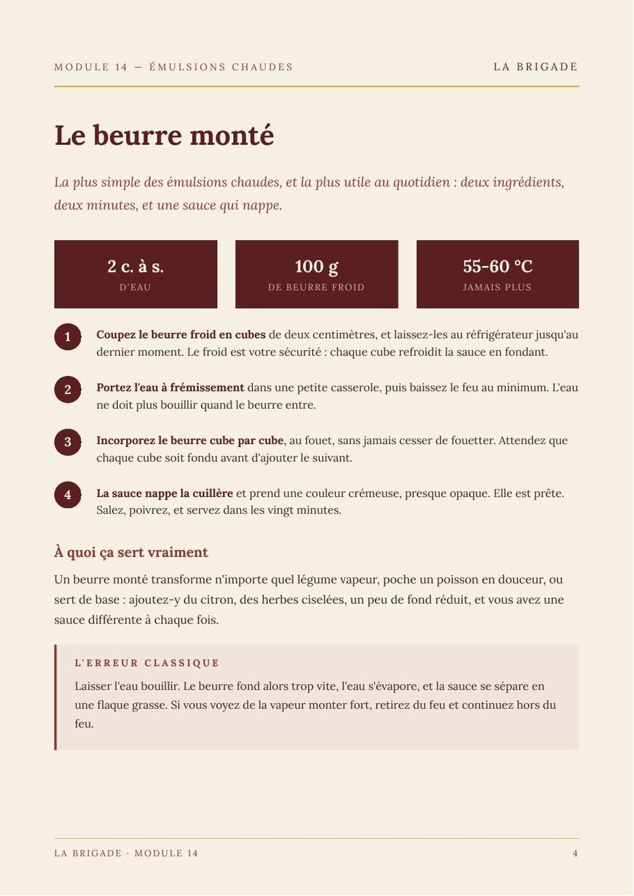 Page du Module 14 — Émulsions chaudes