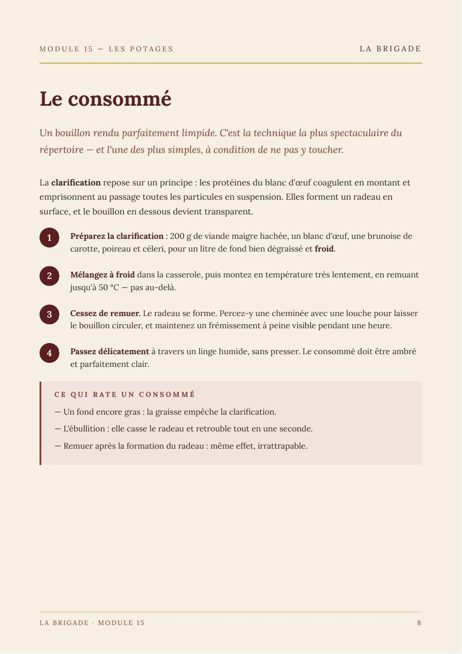 Page du Module 15 — Les potages