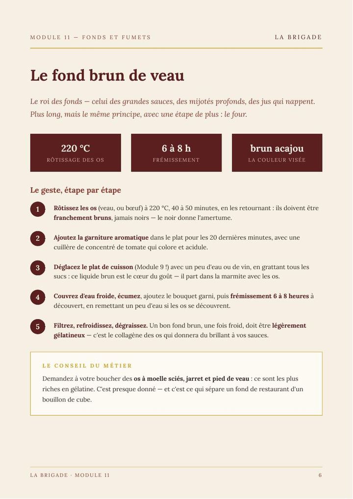 Page du Module 11 — Fonds et fumets