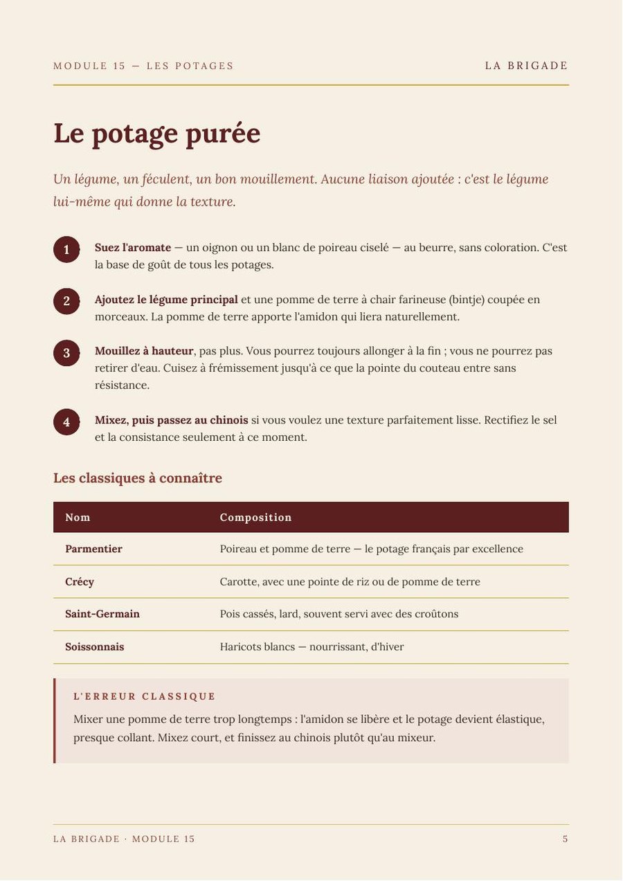 Page du Module 15 — Les potages