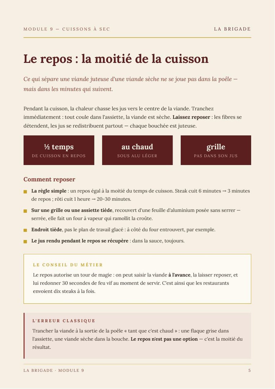 Le repos : la moitié de la cuisson