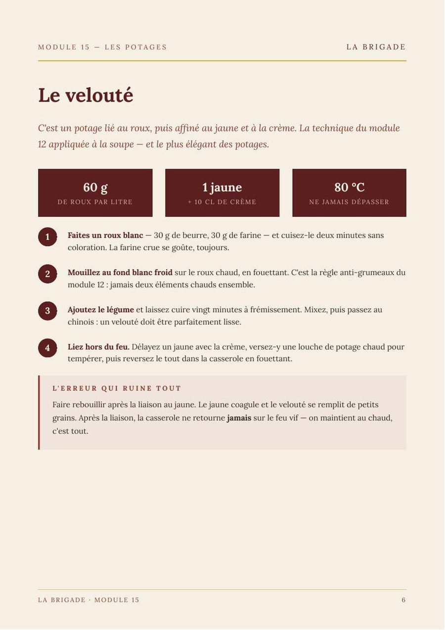 Page du Module 15 — Les potages