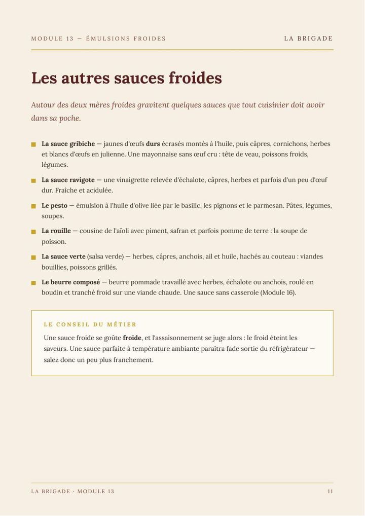 Les autres sauces froides