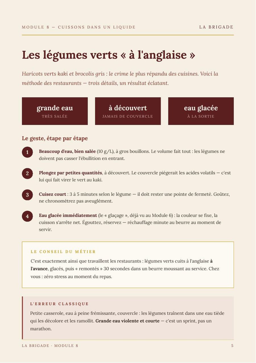Les légumes verts « à l'anglaise »