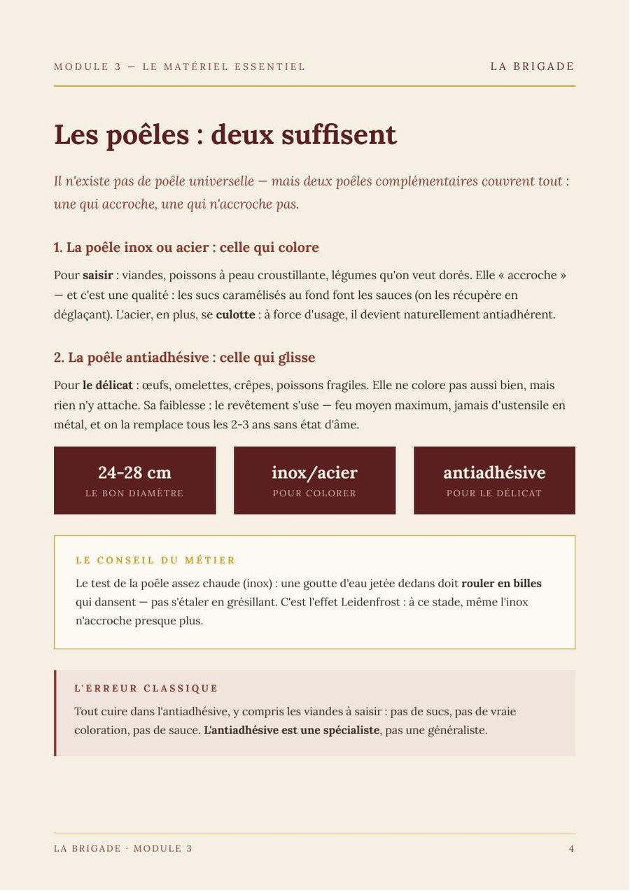 Les poêles : deux suffisent