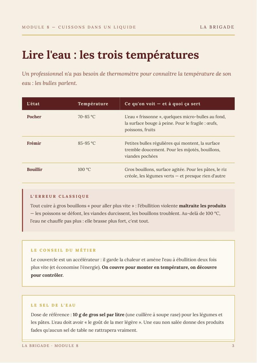 Lire l'eau : les trois températures