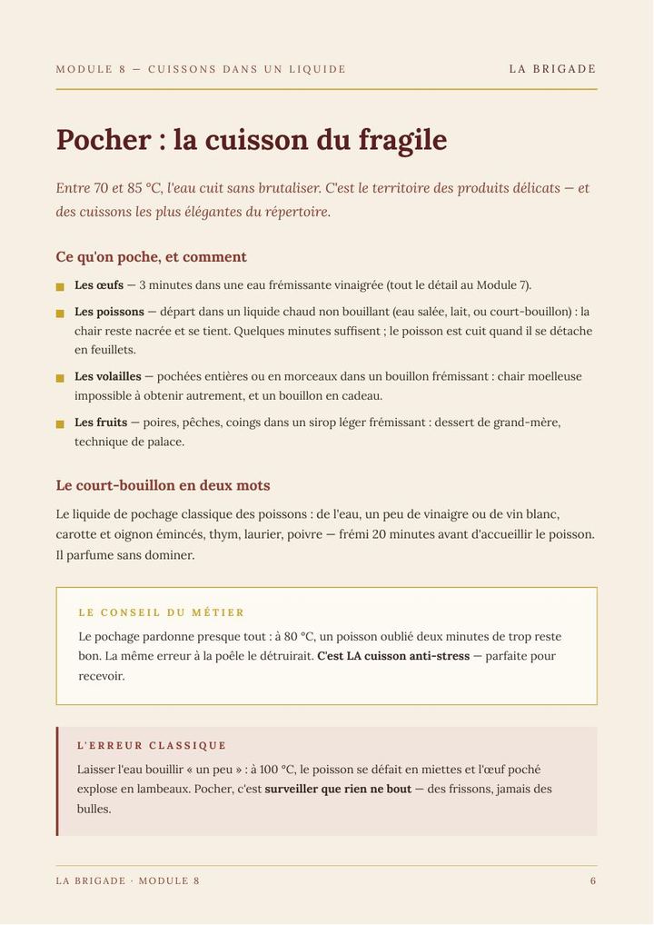 Page du Module 8 — Cuissons dans un liquide
