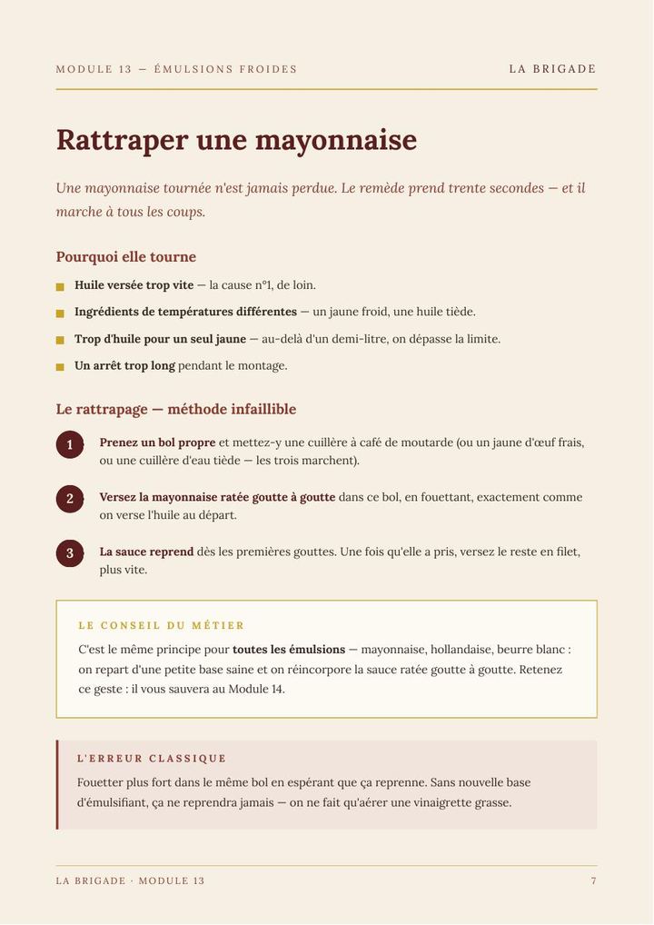 Page du Module 13 — Émulsions froides