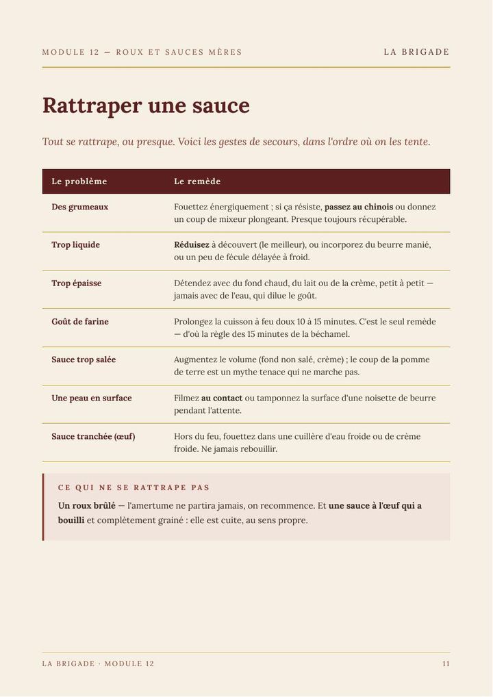 Rattraper une sauce
