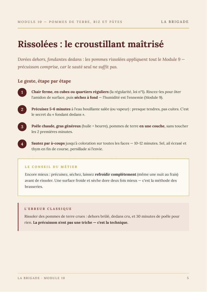 Page du Module 10 — Pommes de terre, riz et pâtes