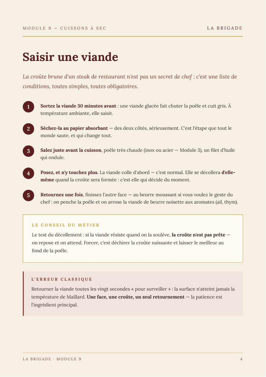 Saisir une viande