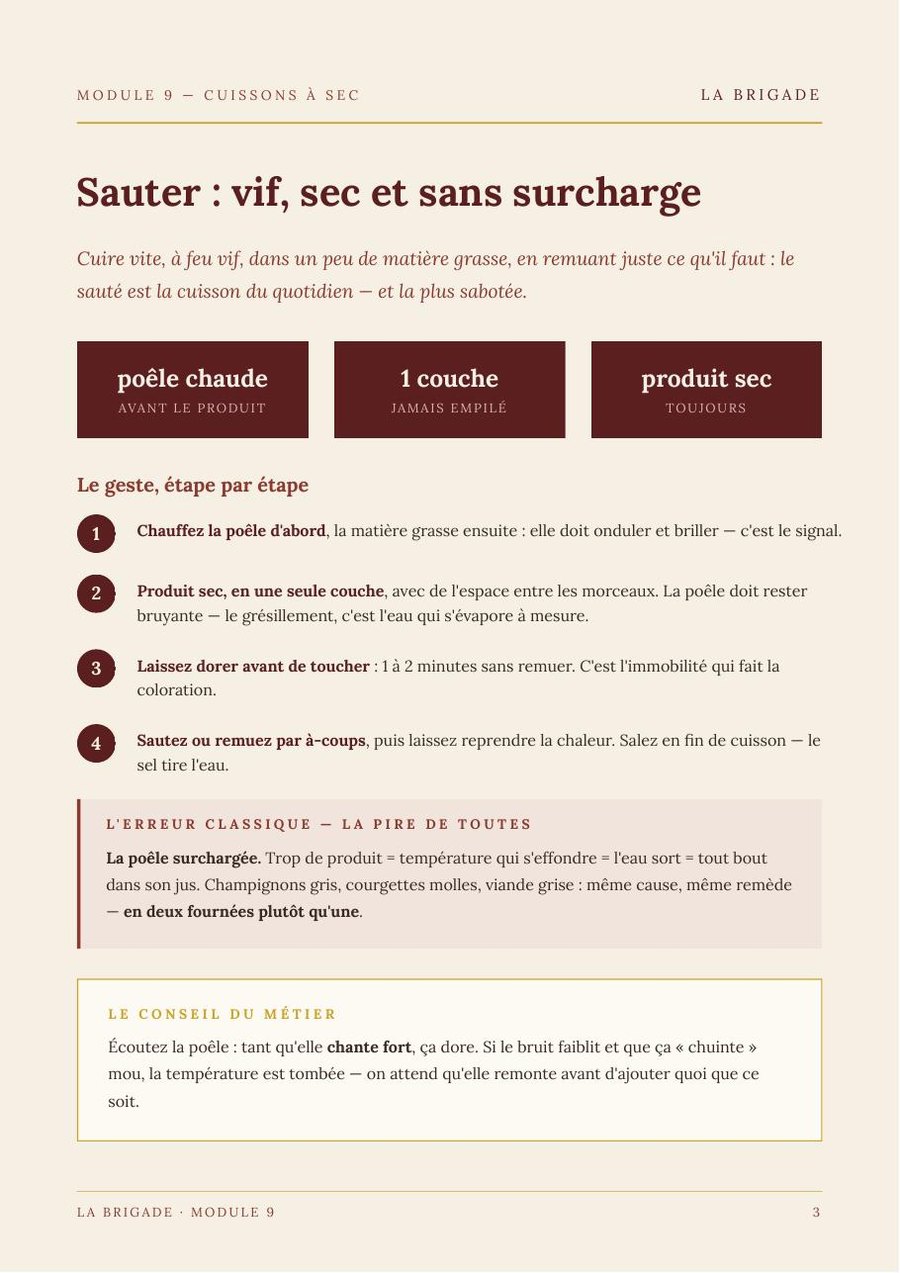 Sauter : vif, sec et sans surcharge