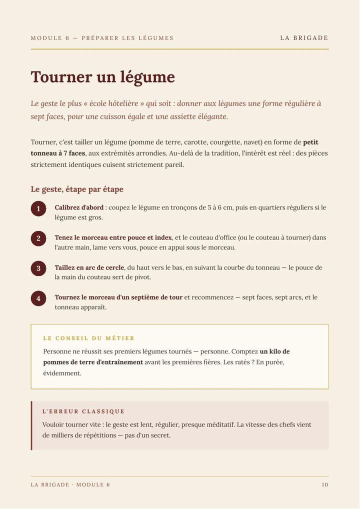 Tourner un légume