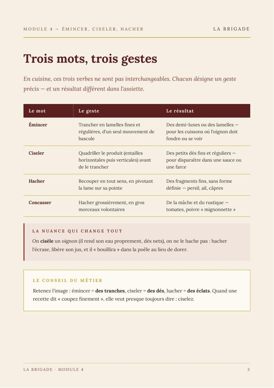 Trois mots, trois gestes